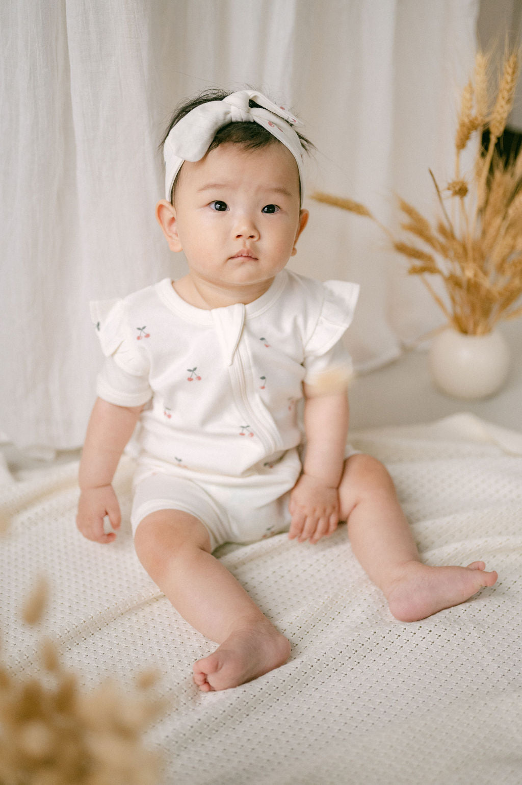Cherry Short Sleeve Zip Romper