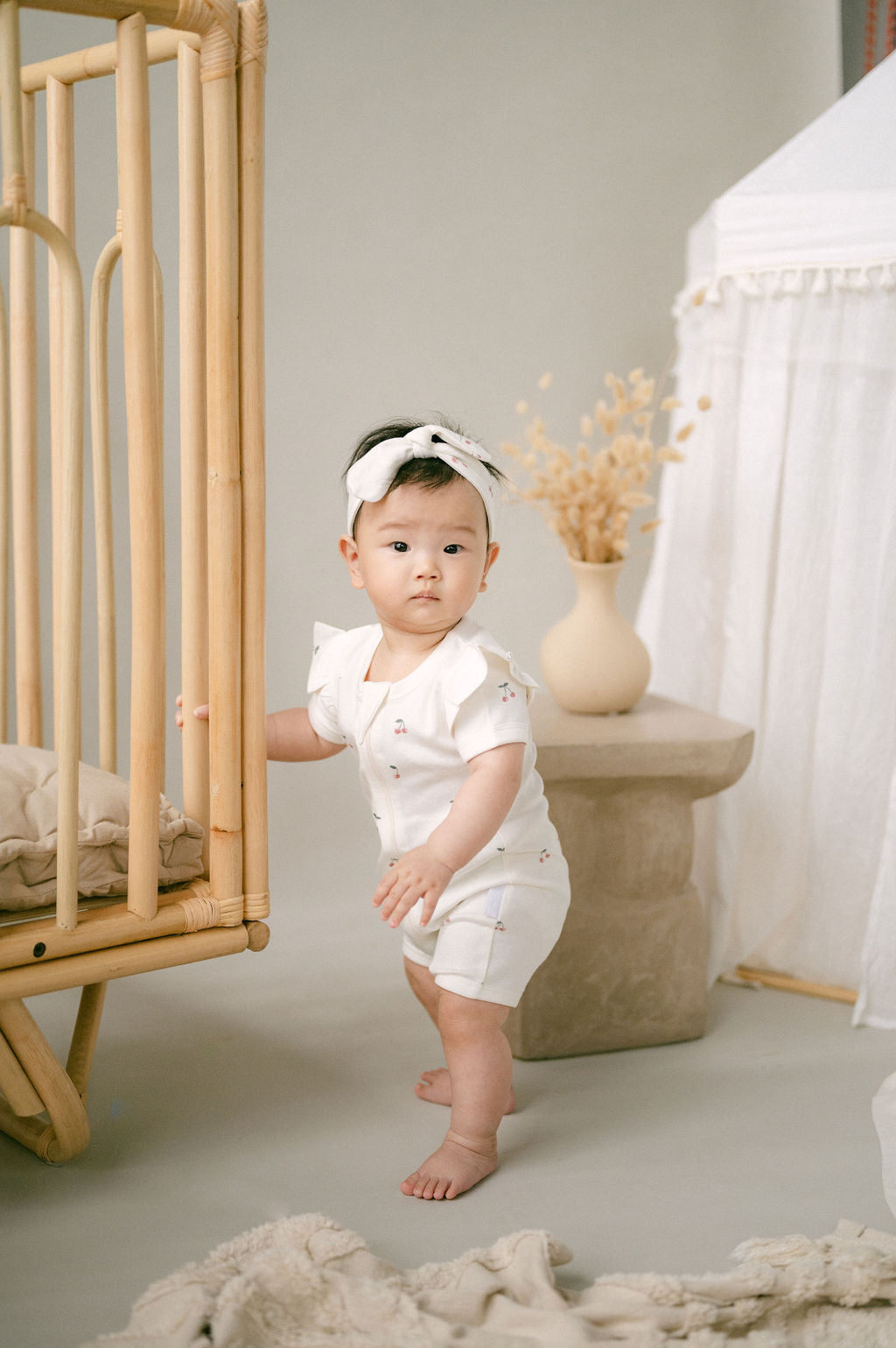 Cherry Short Sleeve Zip Romper