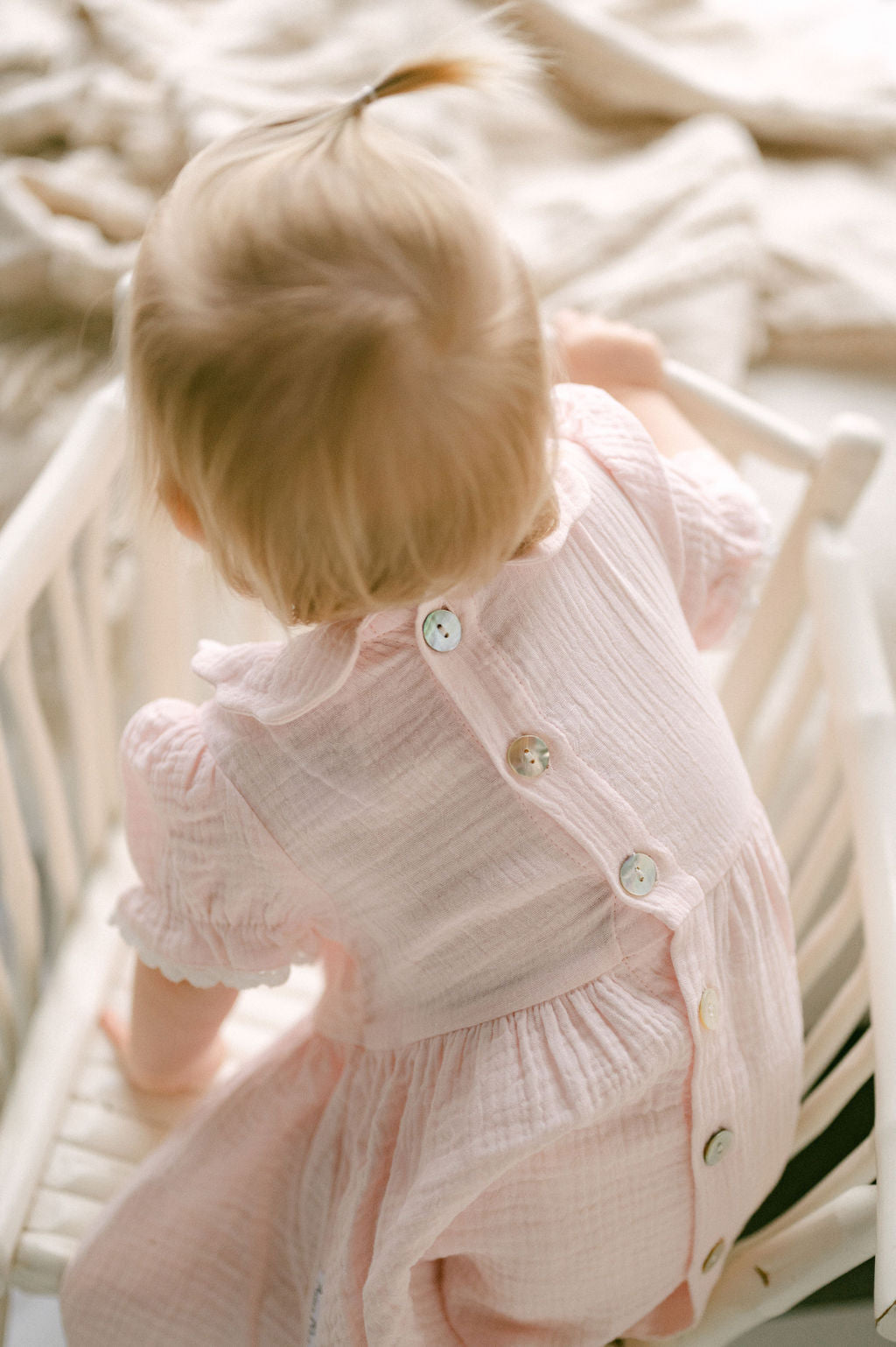 Pale Pink Muslin Trim Dress