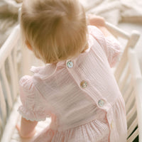 Pale Pink Muslin Trim Dress