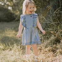 Cherry Tencel Denim Ruffle Dress