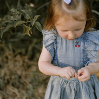 Cherry Tencel Denim Ruffle Dress