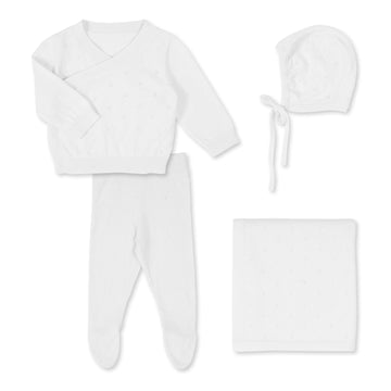 Heirloom Knit 4 Piece Gift Set - White