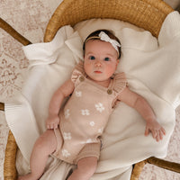 Flower Ruffle Knit Romper