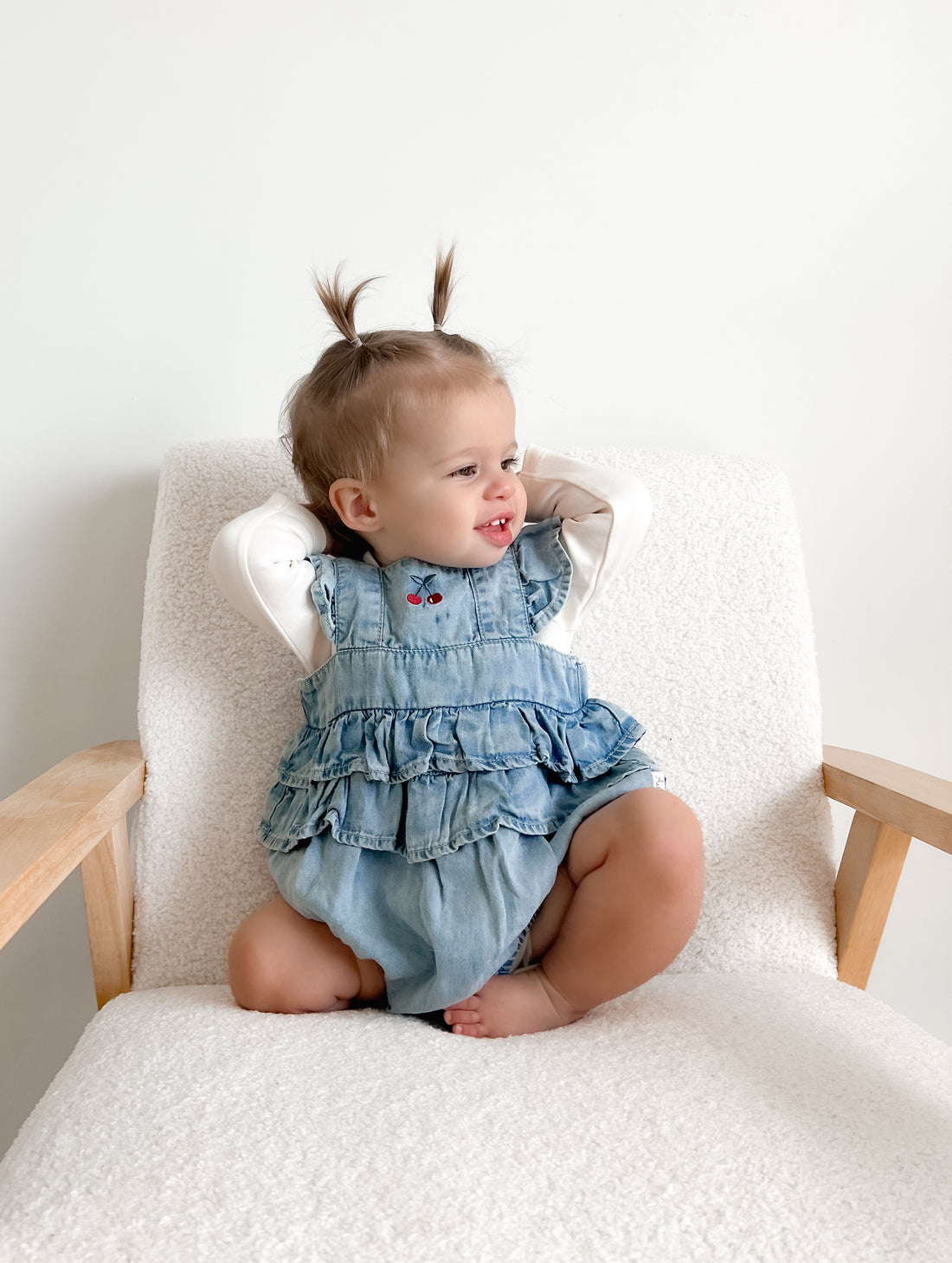 Cherry Tencel Denim Ruffle Playsuit