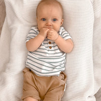 Blue Stripe Rib Henley Top