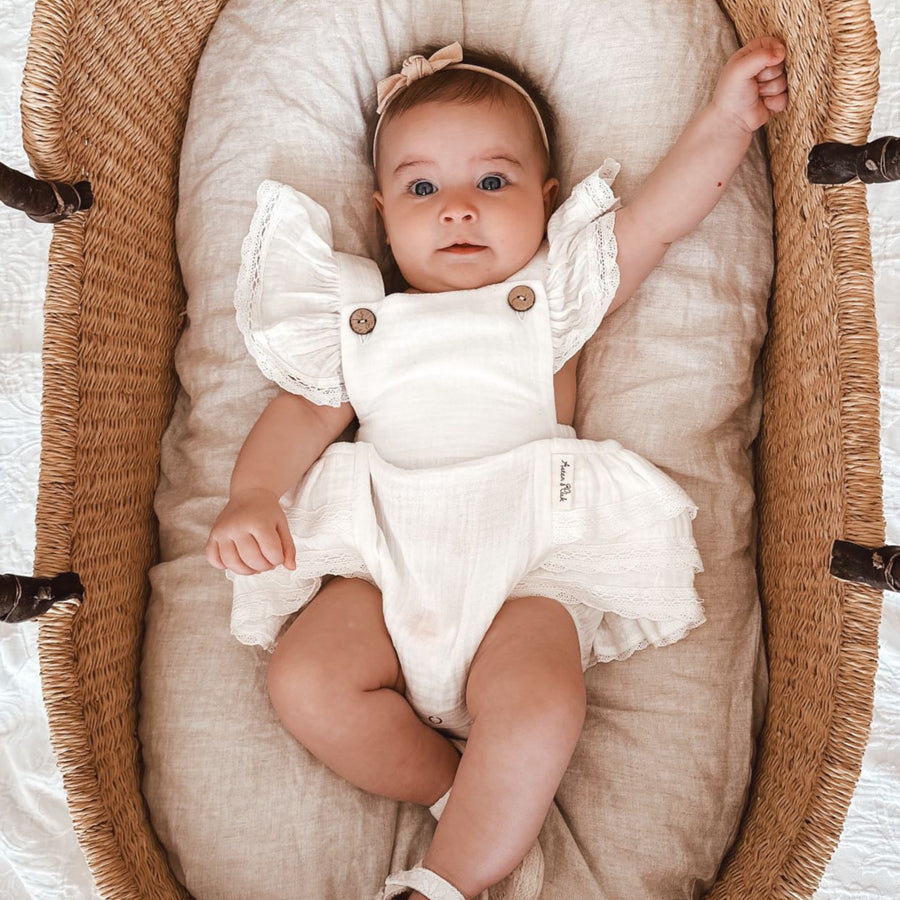 White Muslin Ruffle Playsuit