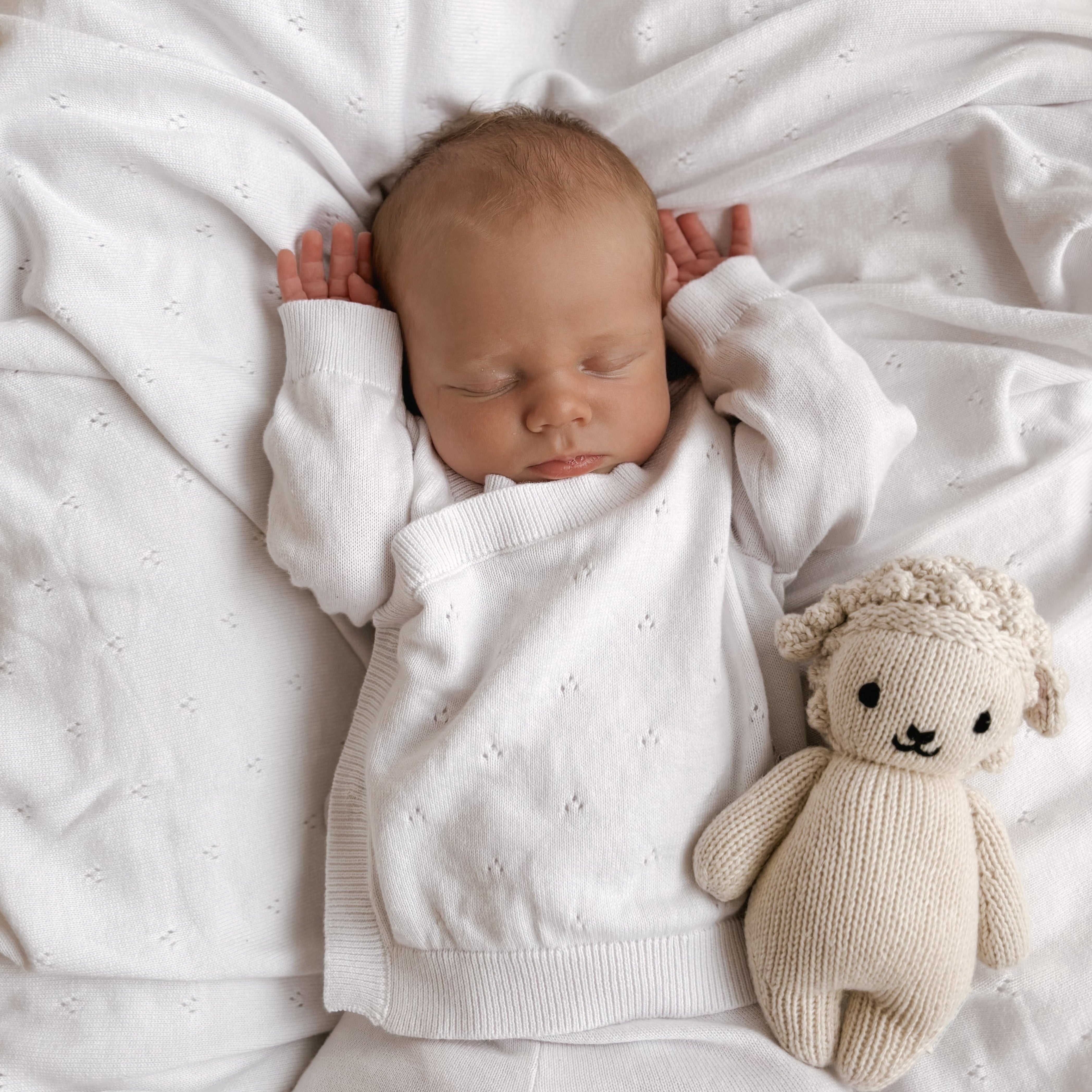 6pc Set Newborn Boy Fur Stuff White main image 0