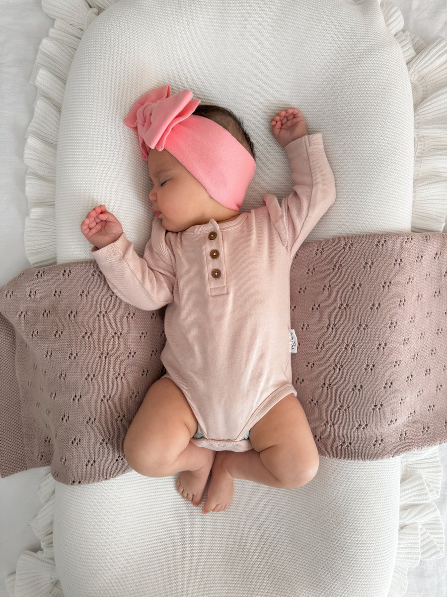 Pale Pink Rib Flutter Onesie