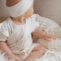 Cherry Short Sleeve Zip Romper