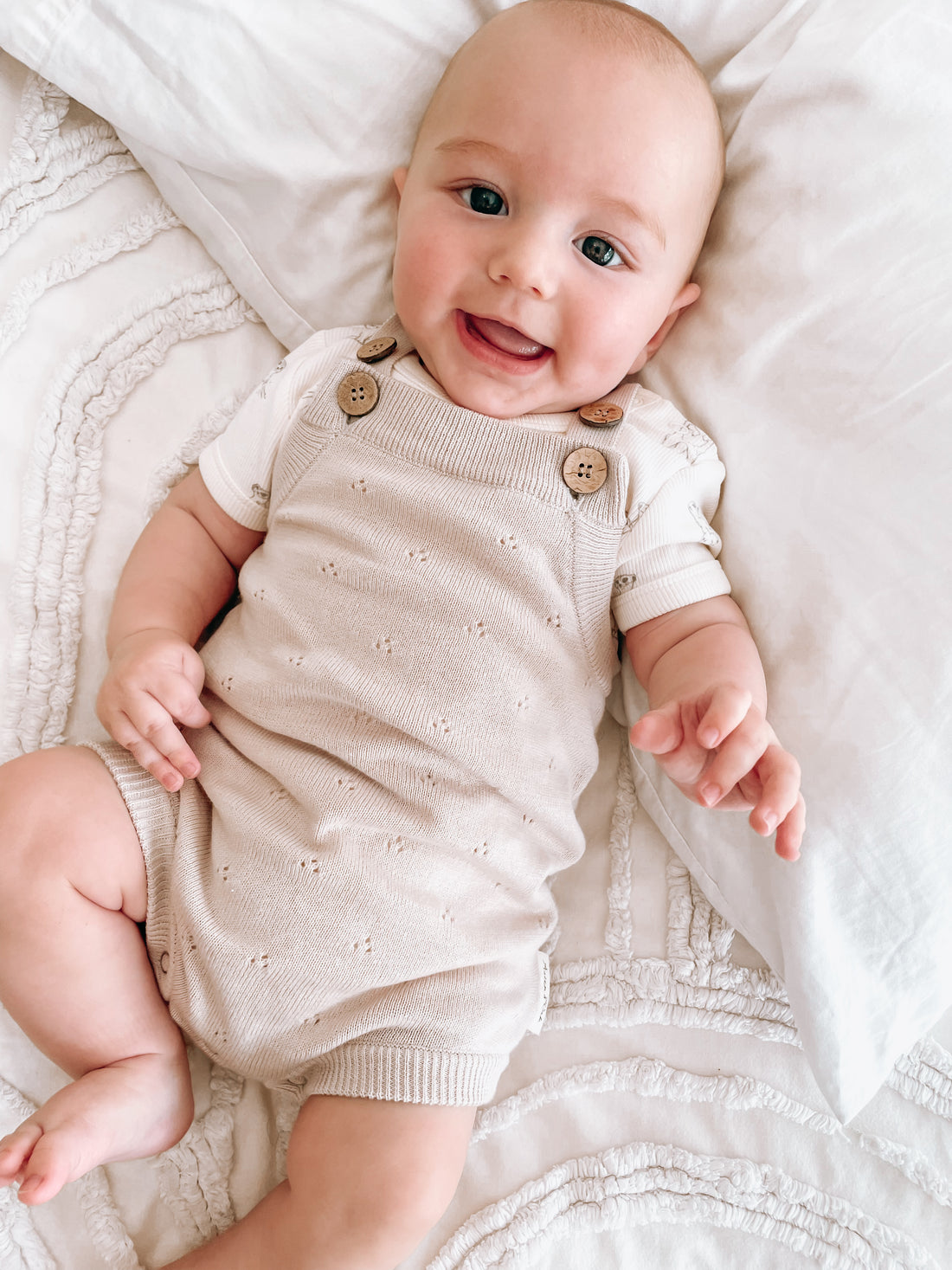 Oatmeal Pointelle Knit Romper
