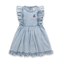 Cherry Tencel Denim Ruffle Dress