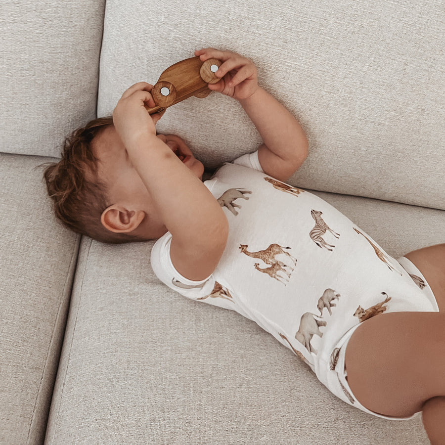 Baby Boys Animal Safari Savanna AOP Onesie Bodysuit