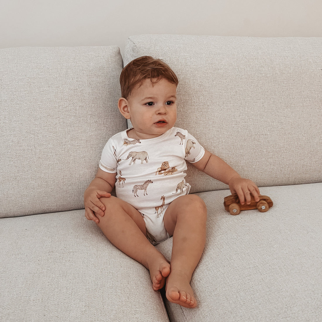 Baby Boys Animal Safari Savanna AOP Onesie Bodysuit