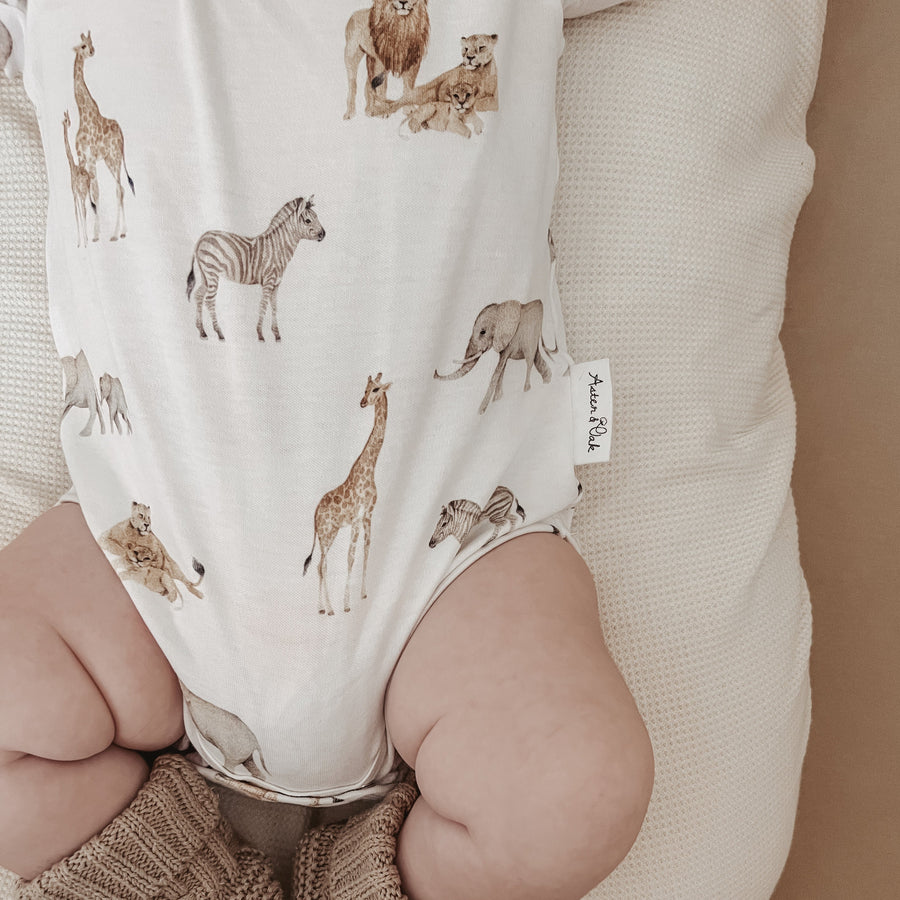 Baby Boys Animal Safari Savanna AOP Onesie Bodysuit