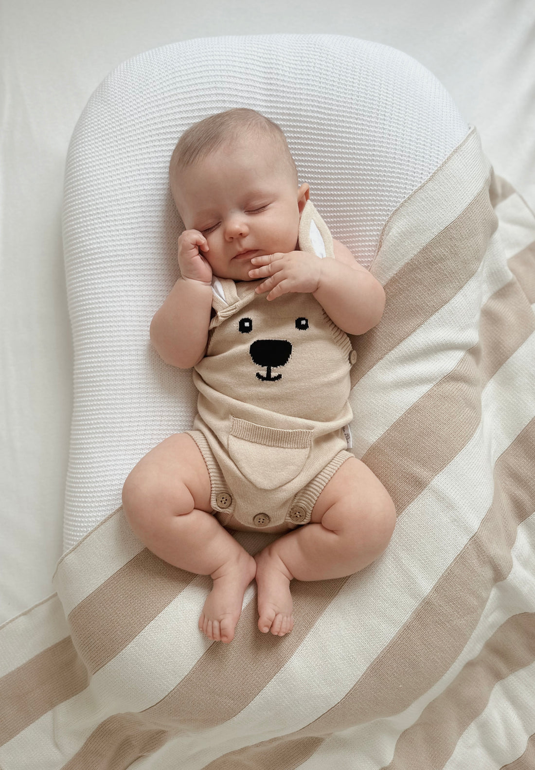 Taupe Kangaroo Knit Romper