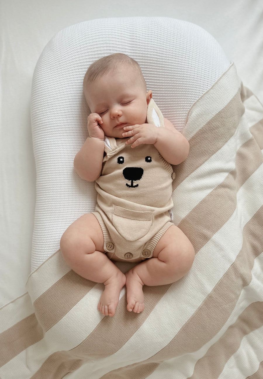 Taupe Kangaroo Knit Romper