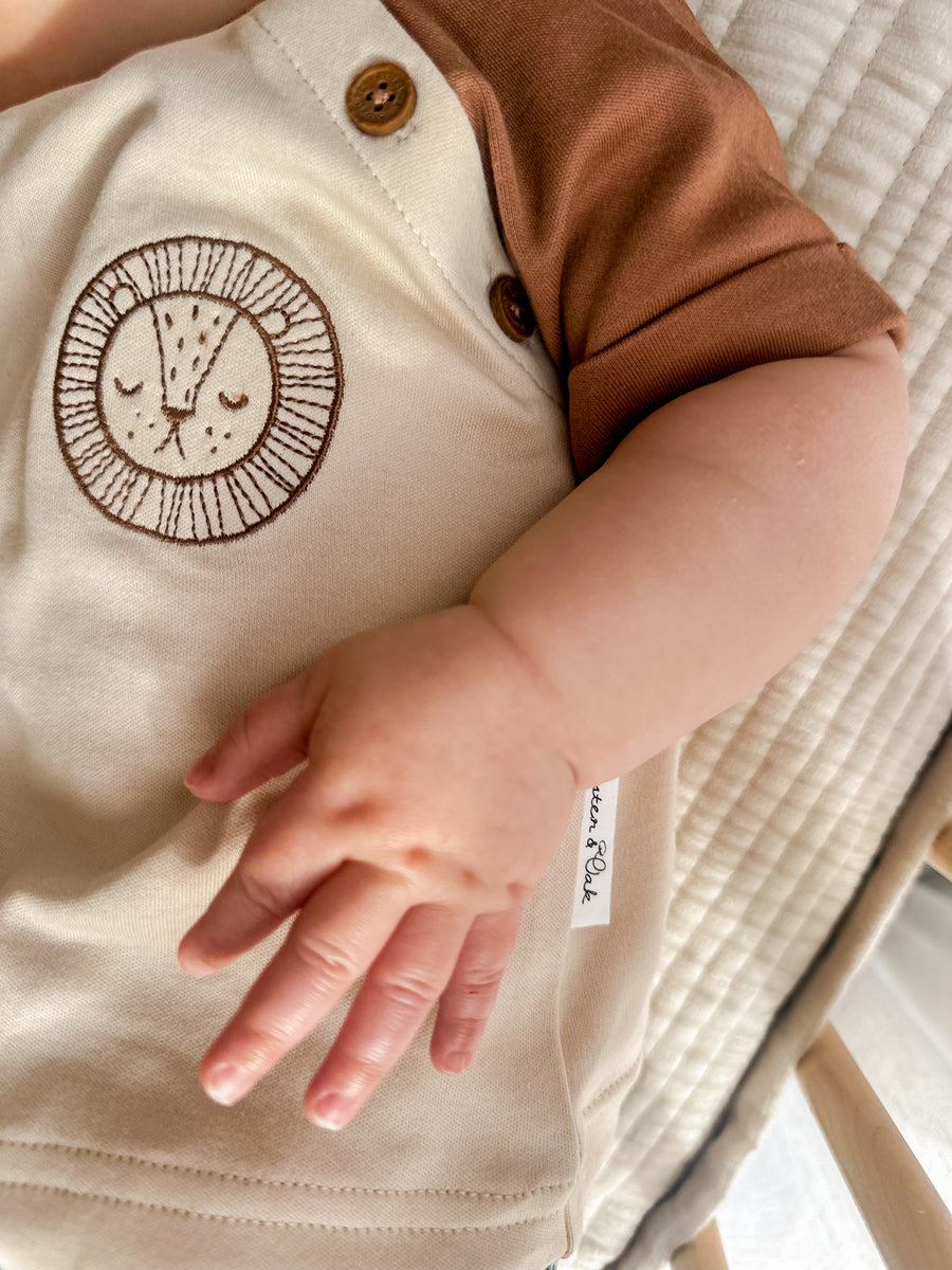 Lion Embroidered Raglan Tee