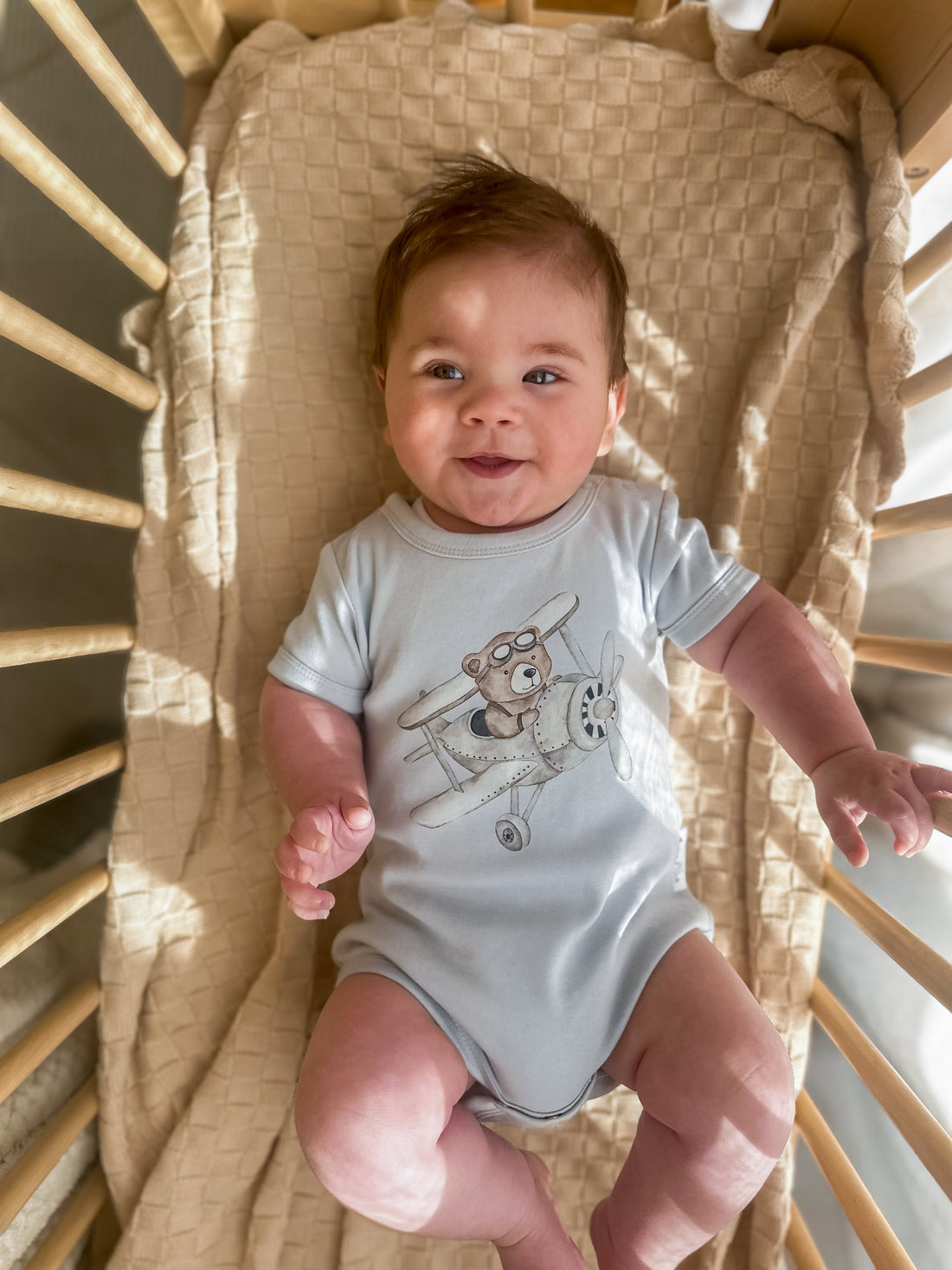Flying Oli Bear Print Onesie