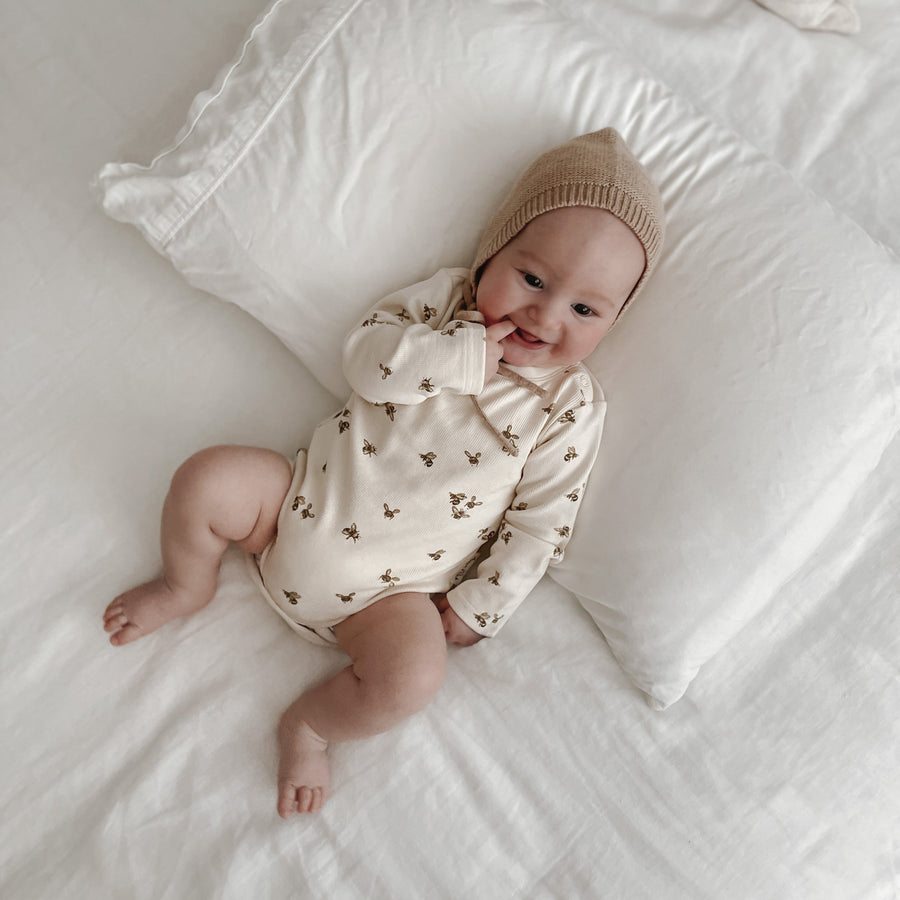 Natural Baby Bee Luxe Ribbed Onesie Aster & Oak
