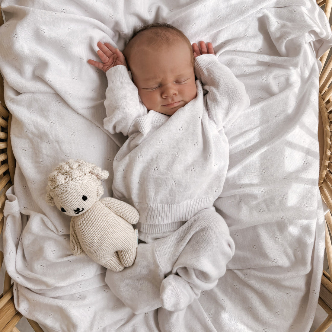 Baby Newborn Organic Heirloom Knit 4 Piece Gift Set - White