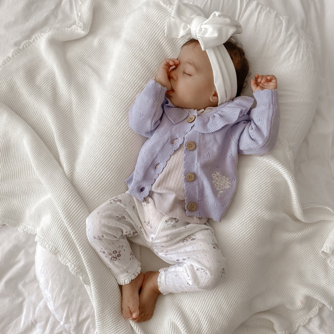 Baby & Toddler Pointelle White Grace Floral Leggings