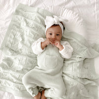 Baby Newborn Sage Leaf Knit Blanket Gifting