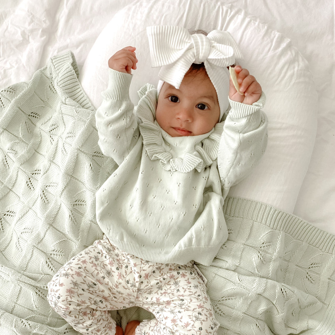 Baby & Toddler Girls Sage Ruffle Knit Jumper Cotton