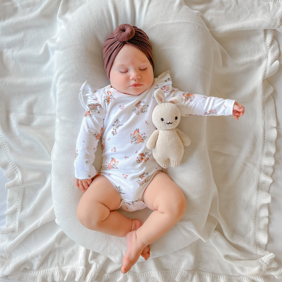 Baby Newborn Bodysuit White Vintage Meadow Onesie Girls