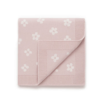 Pink Knit Flower Blanket