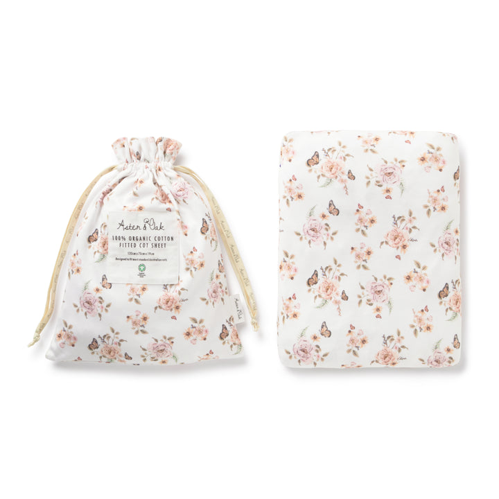 Baby Girls Organic Cotton Butterfly Garden Cot Sheet Bedding