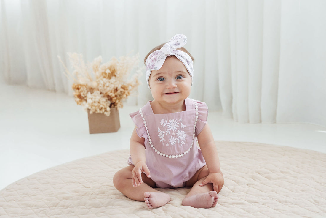 Orchid Daisy Embroidered Romper