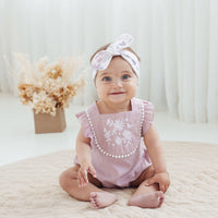Orchid Daisy Embroidered Romper