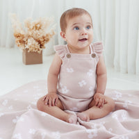 Pink Knit Flower Blanket