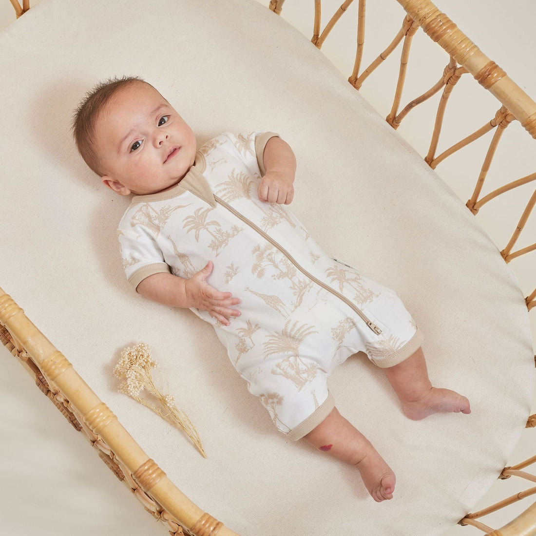 Summer Boho Palm Jungle Zip Romper Baby Boys