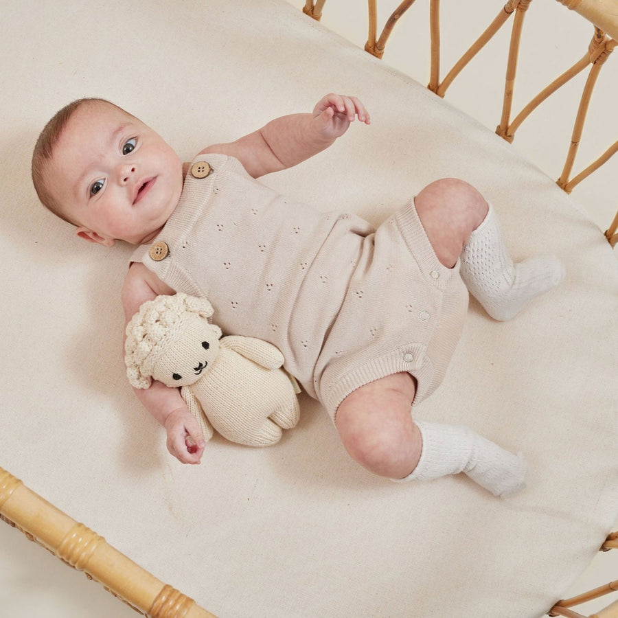 Oatmeal Knit Pointelle Romper