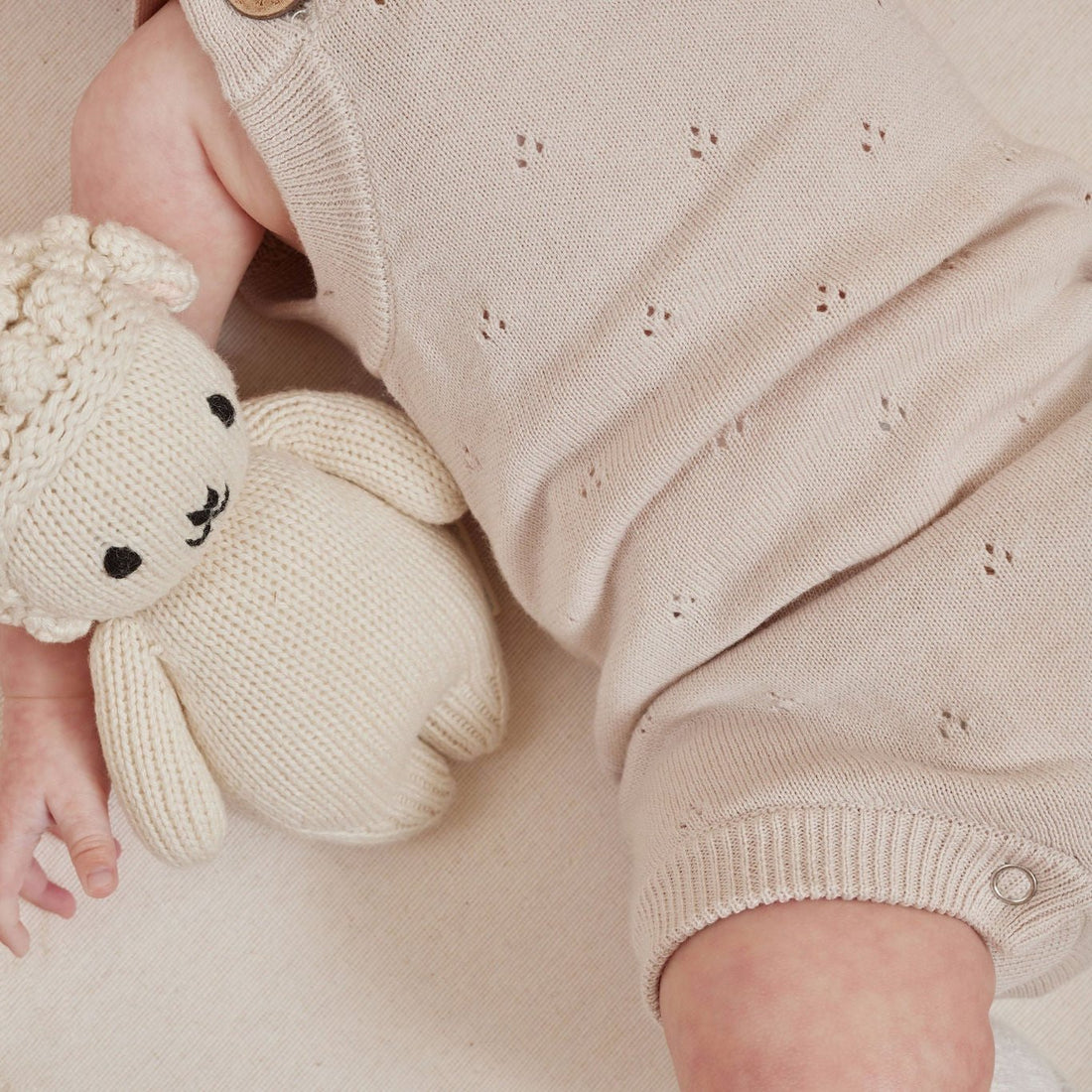 Oatmeal Knit Pointelle Romper