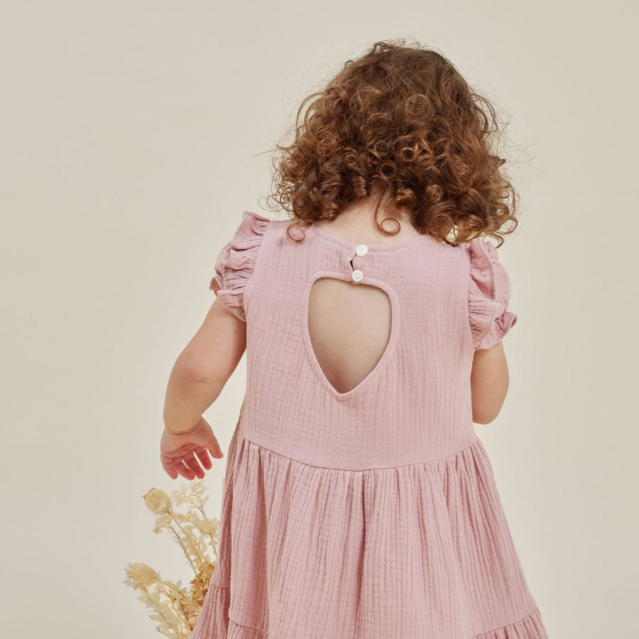 Pink Muslin Ruffle Dress