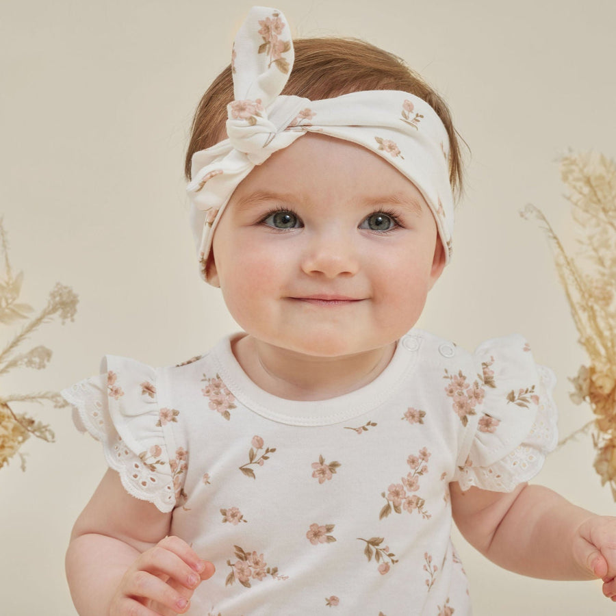 Aster & Oak Organic Cotton Girls Pretty Blossom AOP Onesie