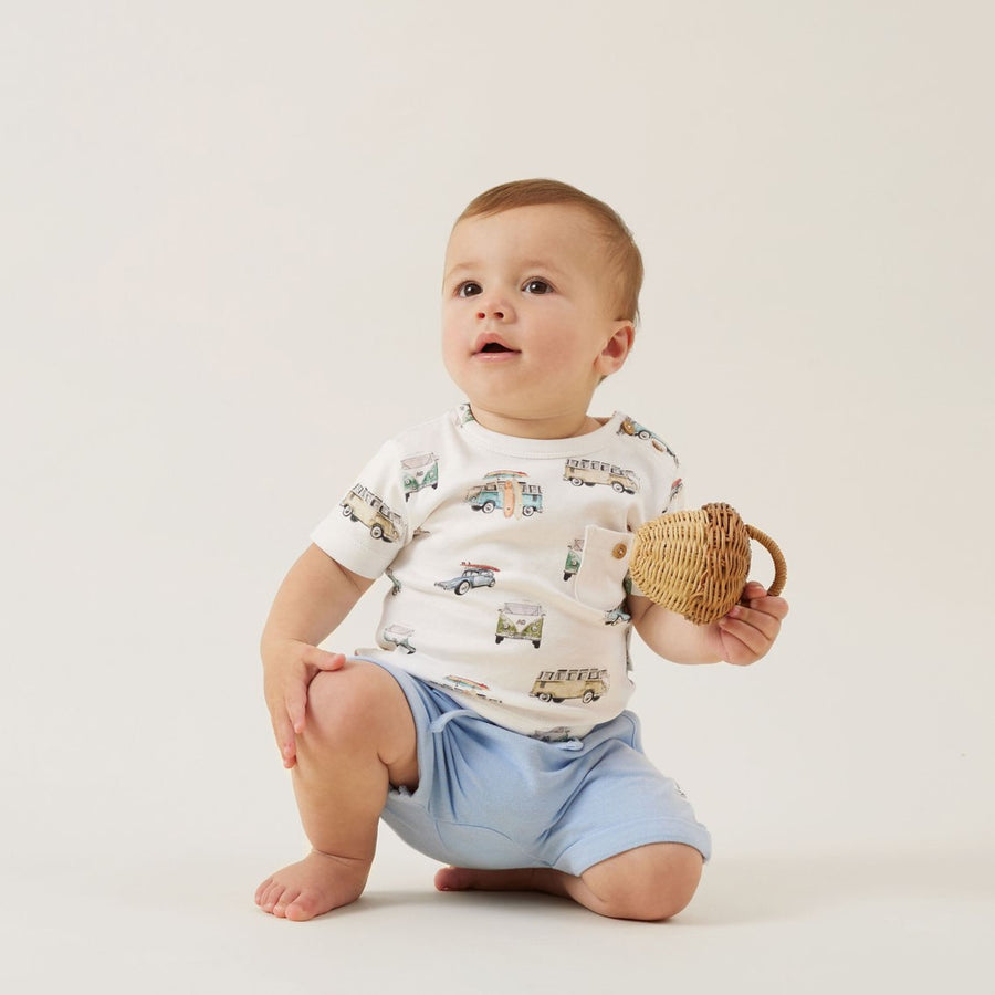 Baby Boy denim Chambray Harem Shorts stretchy summer