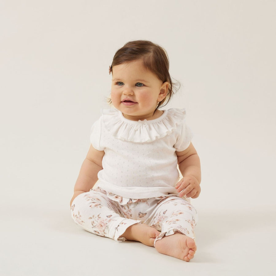Baby & Toddler Girls White Pointelle Ruffle Top Tshirt