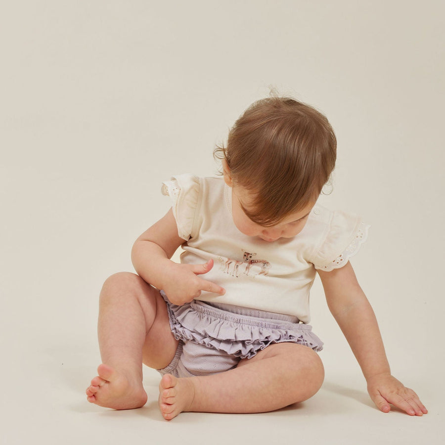 Organic Cotton Natural Deer Fawn Print Flutter Onesie