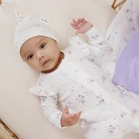 Baby Girl Pointelle Knitted Lavender Ruffle Knit Blanket Wrap