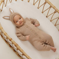 Baby Boy unisex Easter Taupe Bunny Knit Romper