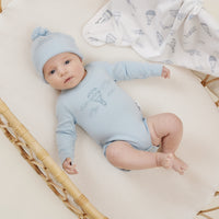 Baby Boys Knitted Pom Pom Pale Blue Knit Beanie