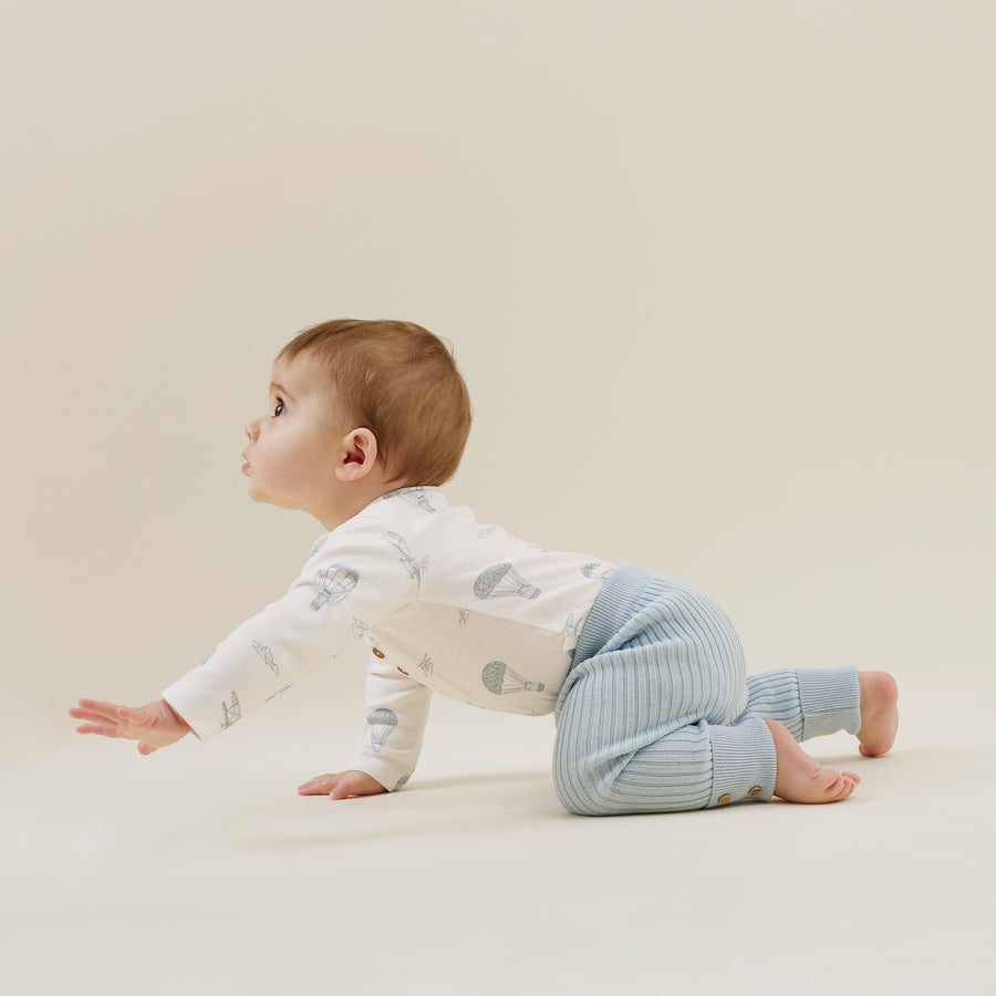 Baby Boys Newborn Knitted Pale Blue Knit Rib Legging