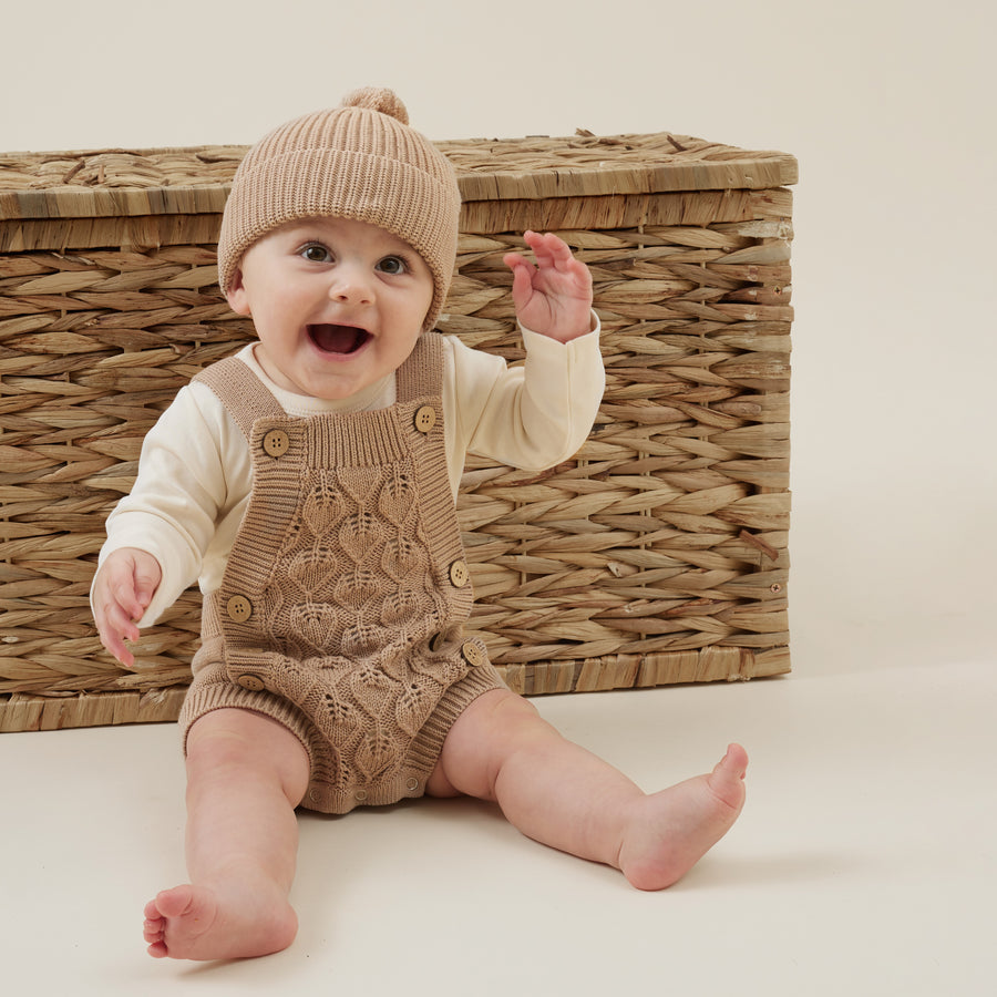 Baby Boy Toddler Knitted Taupe Brown Knit Beanie