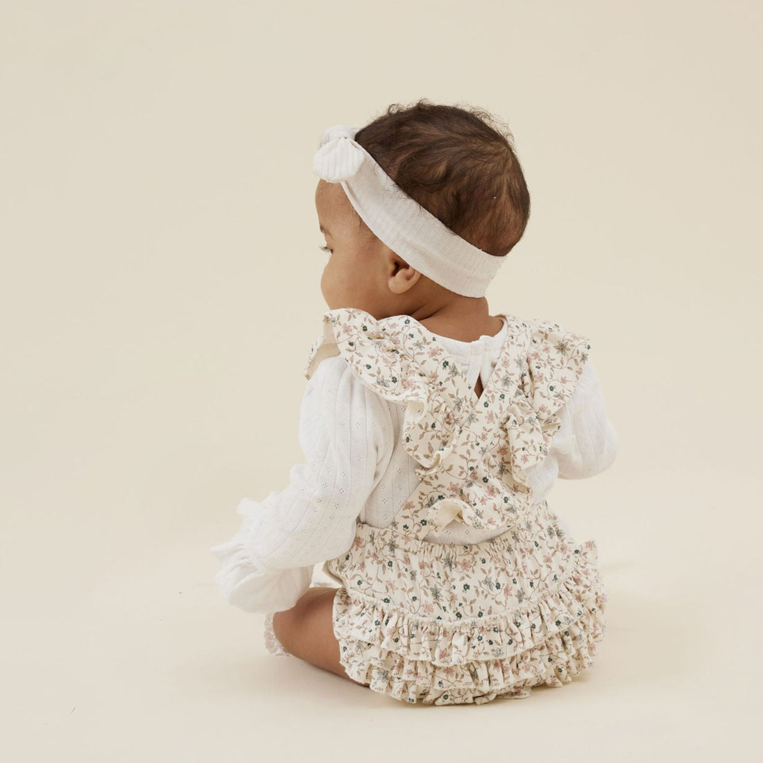 Baby Girls Vintage White Pointelle Ruffle Onesie Bodysuit