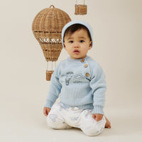 Baby Boys Knitted Air Balloon Knit Jumper Sweater Blue