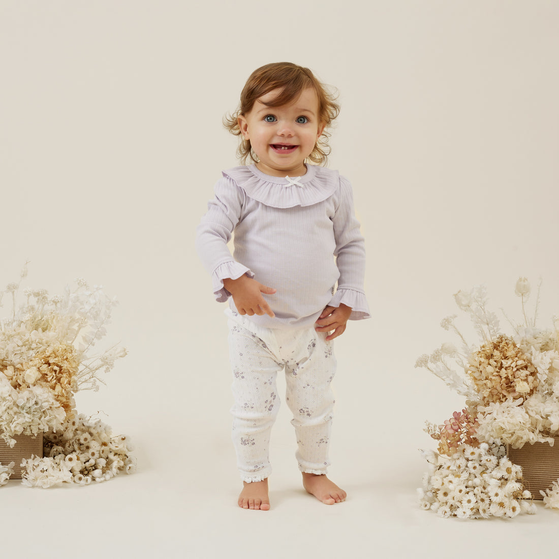 Baby & Toddler Pointelle White Grace Floral Leggings